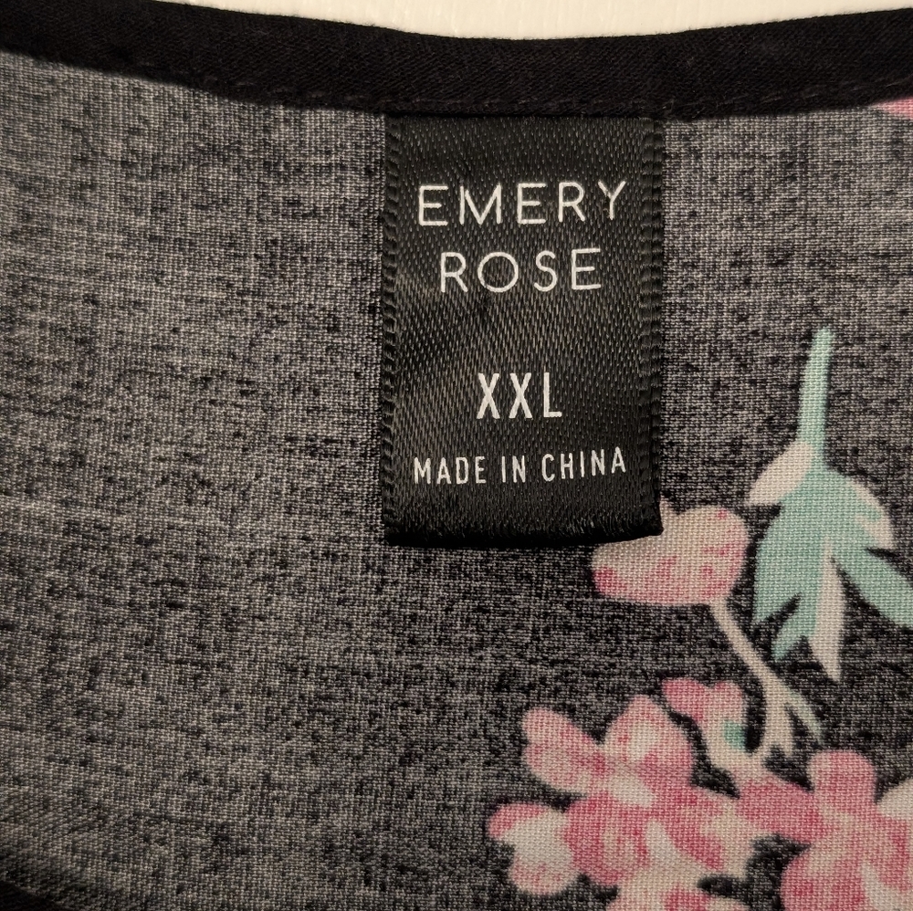 Emery Rose XXL Black Floral Flutter Sleeve Boho Dress Plus Size 2XL - Picture 2 of 5